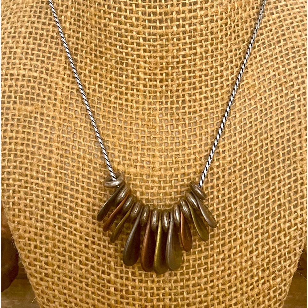 BOHO Tricolor Tags Tag Drop Slide Bib Style Necklace NEW